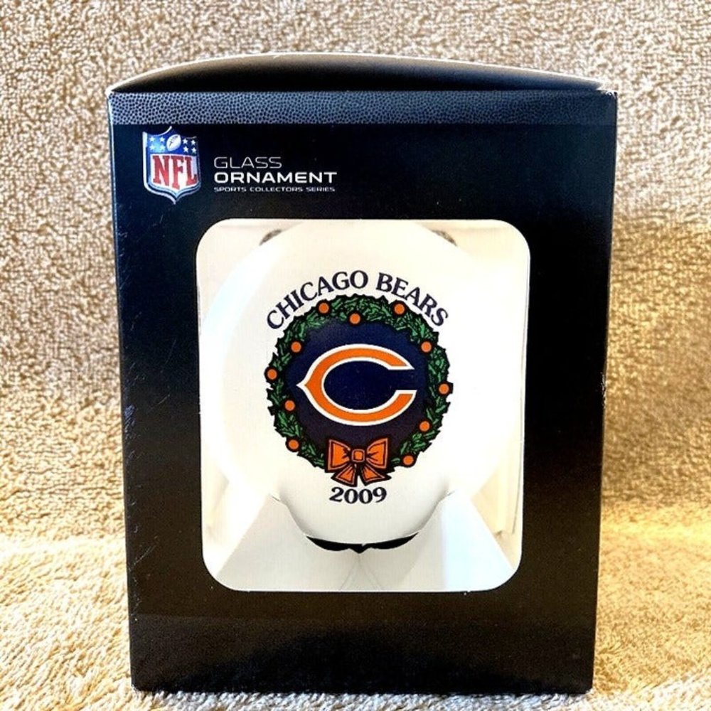 Chicago Bears NFL Football Glass Christmas Ornament Gold Crown 2009 ~ New in Box